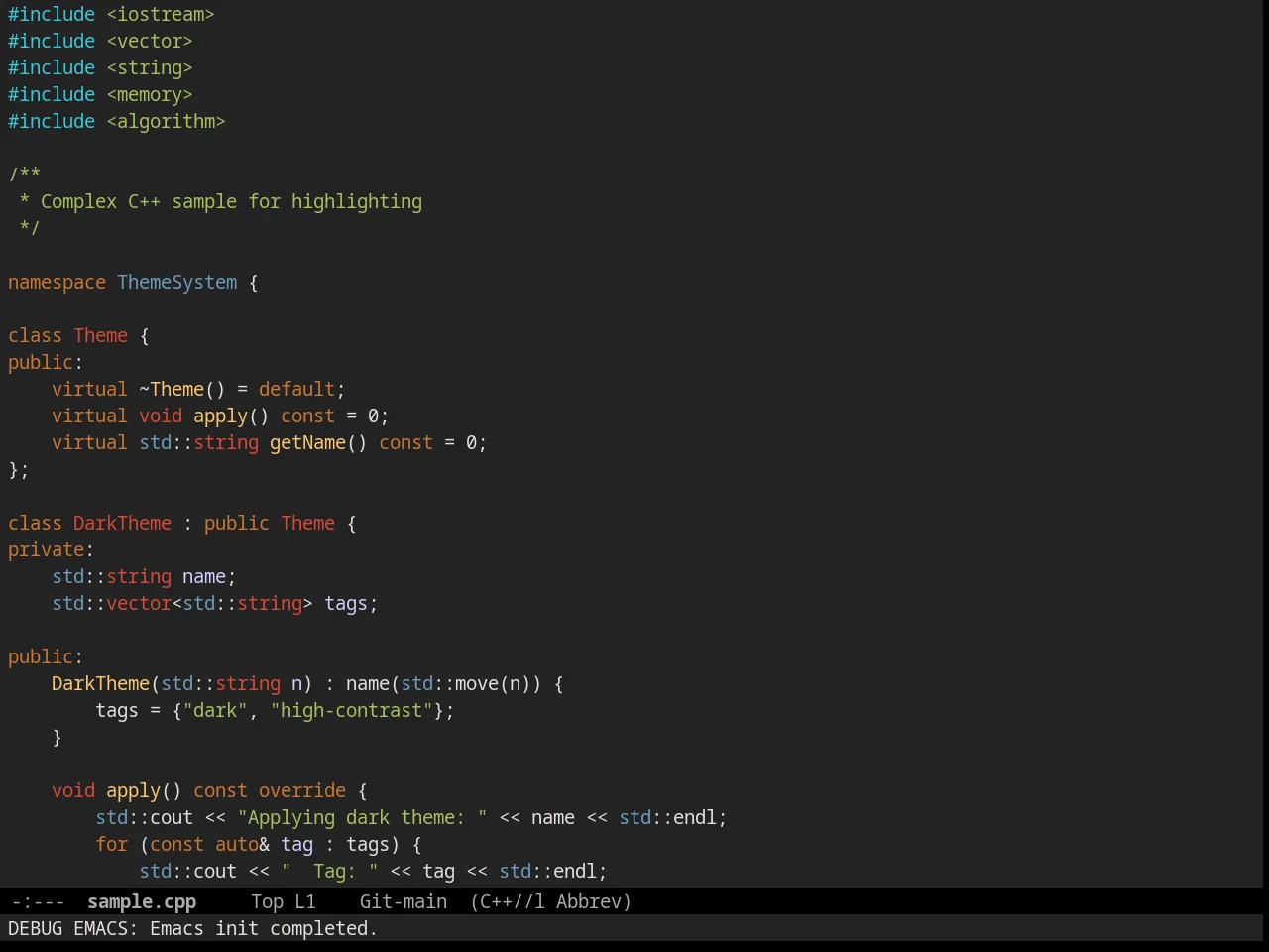 Railscasts reloaded Theme in c++-mode