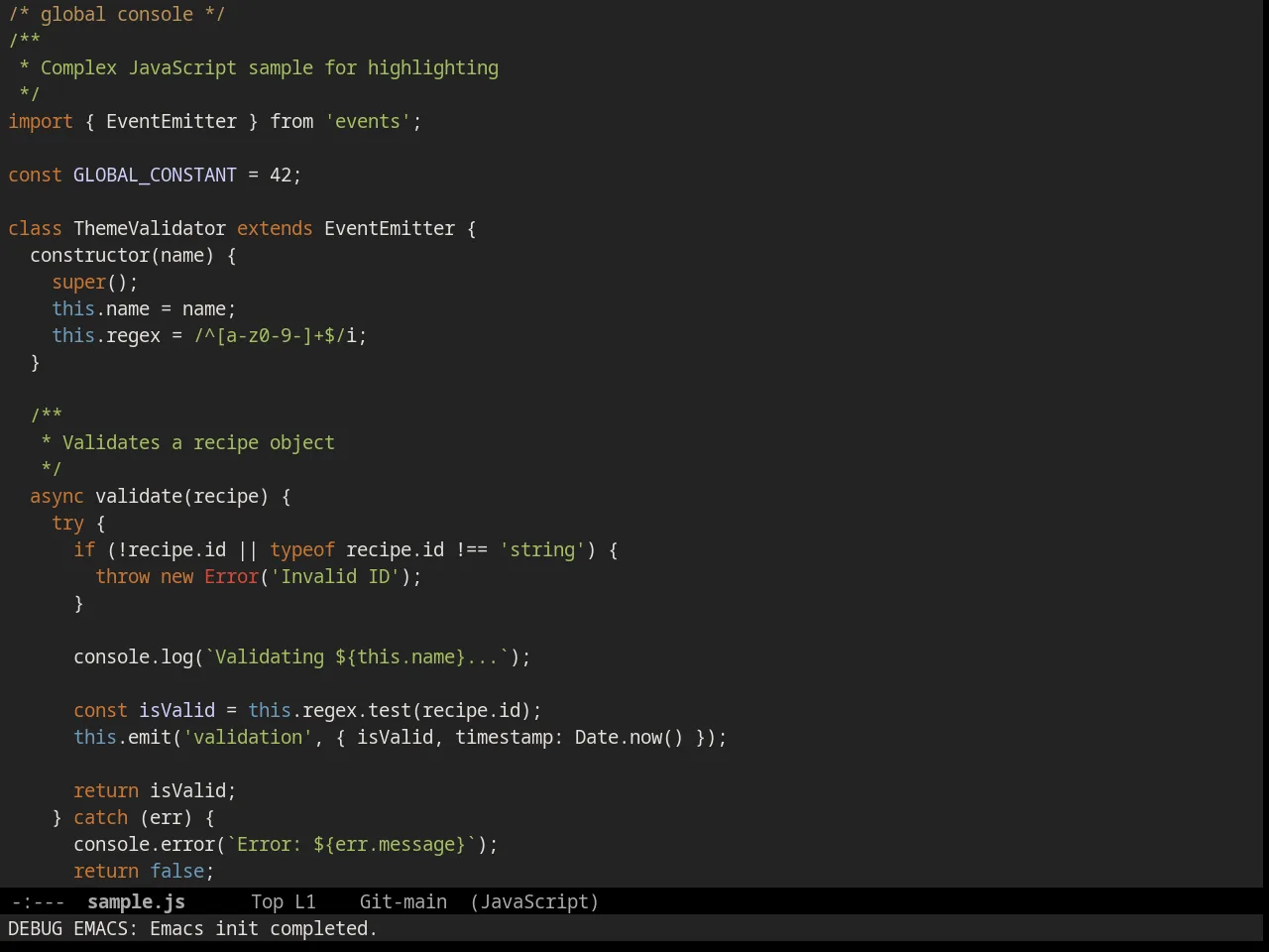 Railscasts reloaded Theme in javascript-mode