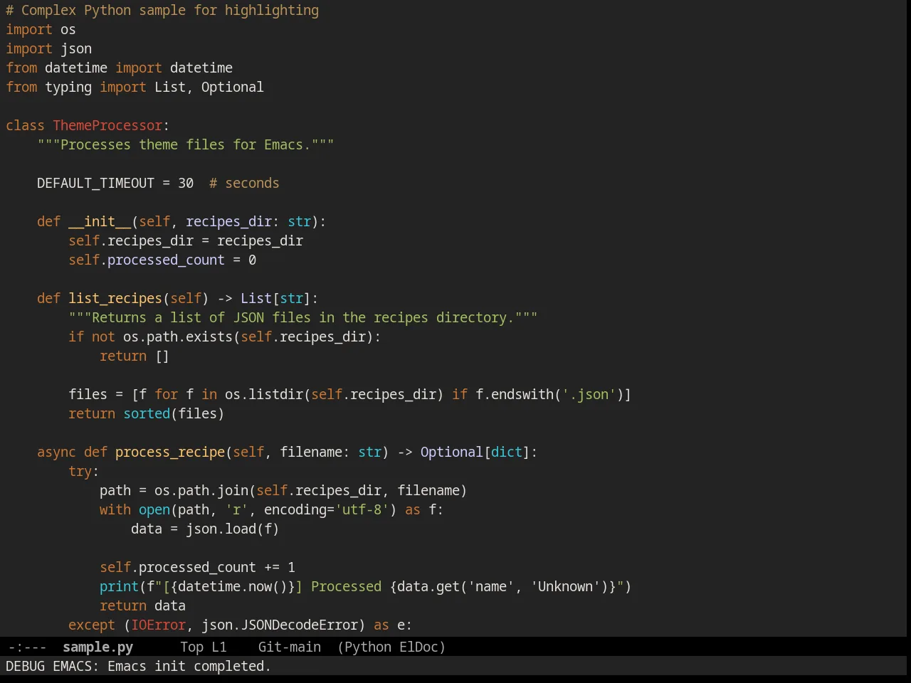 Railscasts reloaded Theme in python-mode