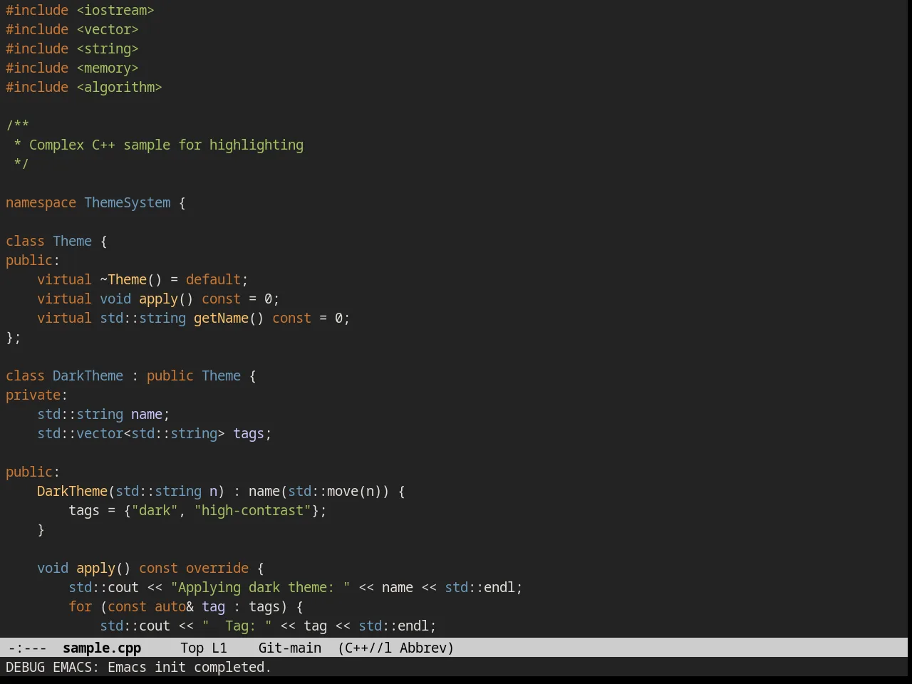 Railscasts Theme in c++-mode