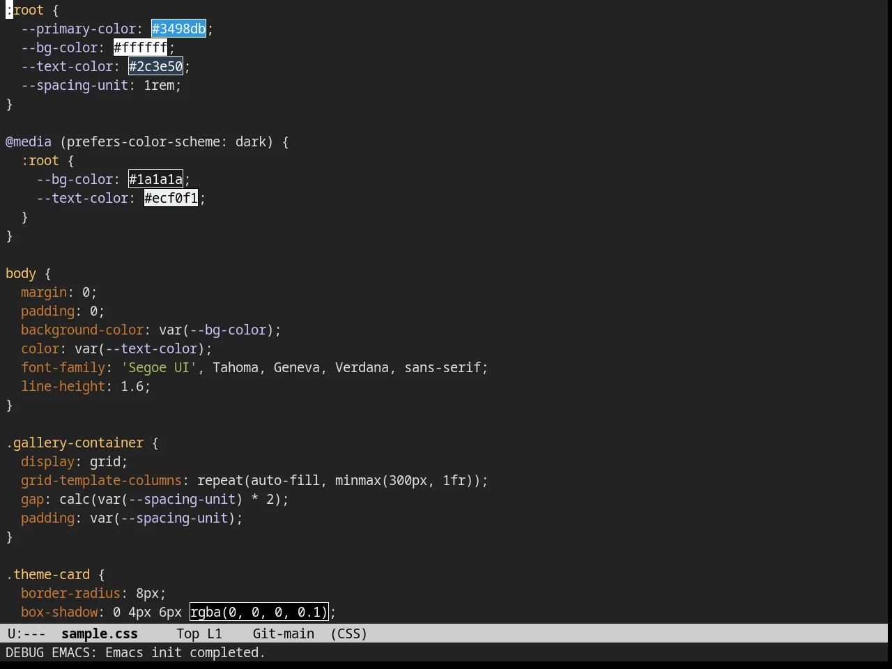 Railscasts Theme in css-mode