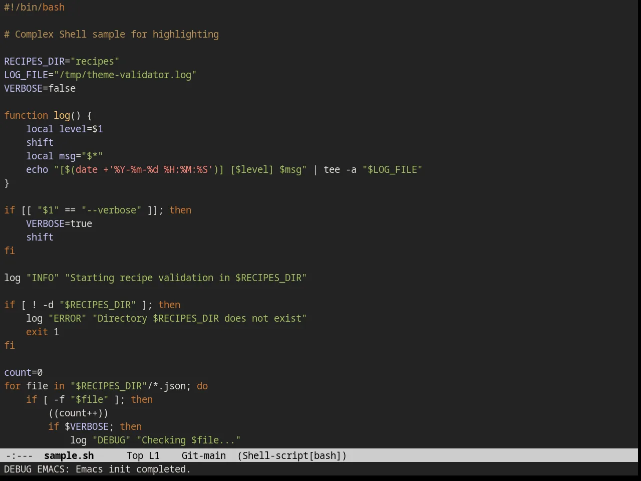 Railscasts Theme in sh-mode