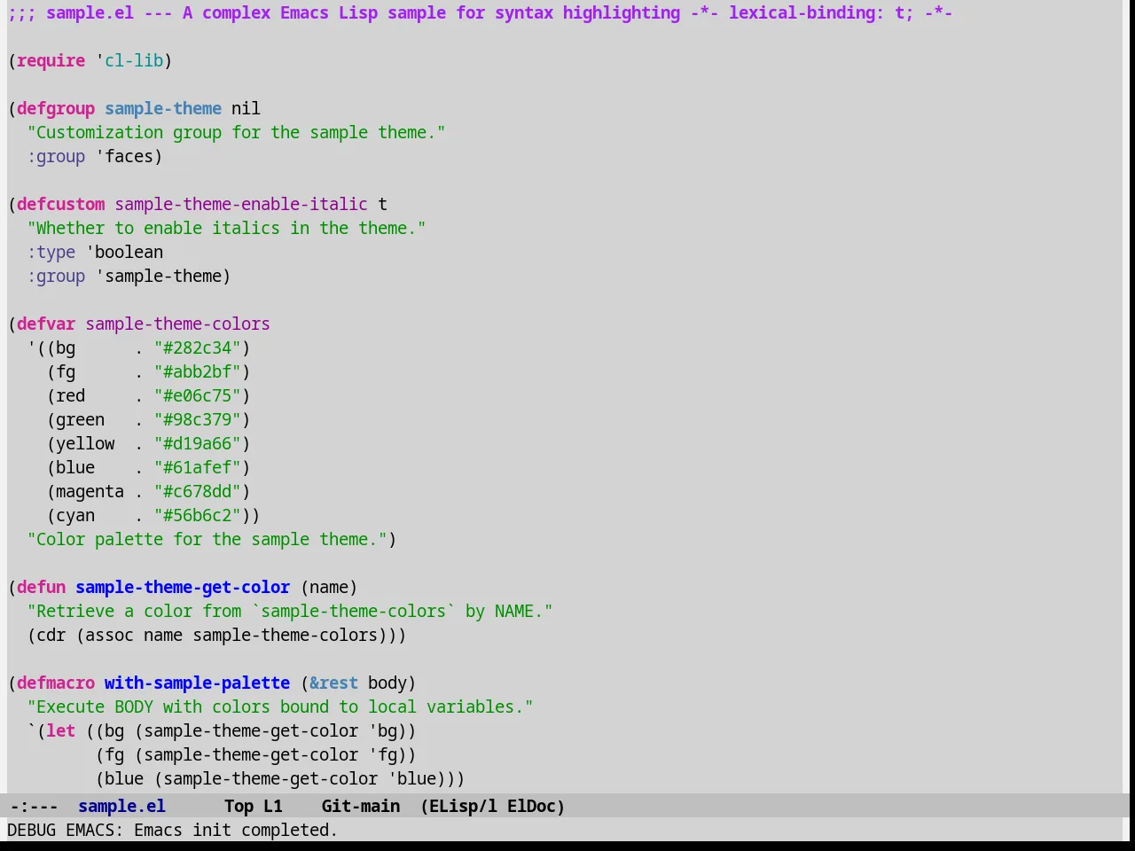 Ramangalahy Theme in emacs-lisp-mode