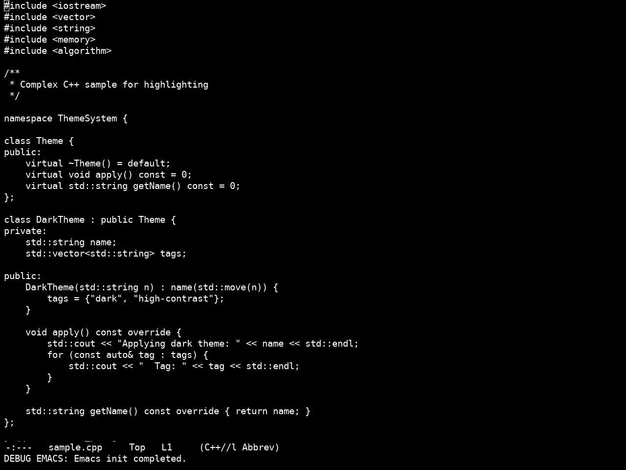 Real Mono Dark Theme in c++-mode