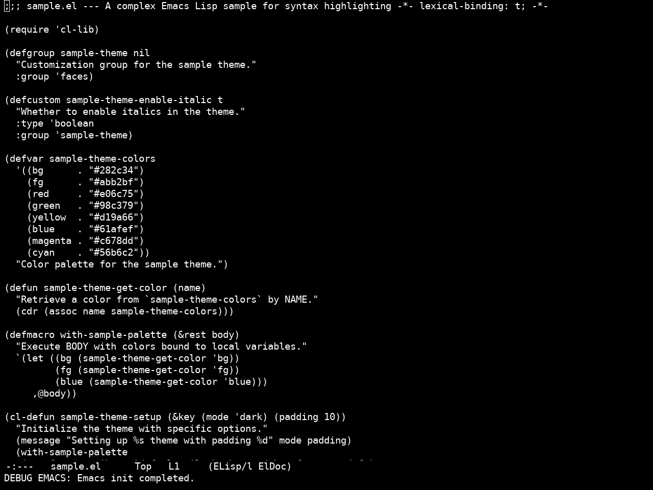 Real Mono Dark Theme in emacs-lisp-mode
