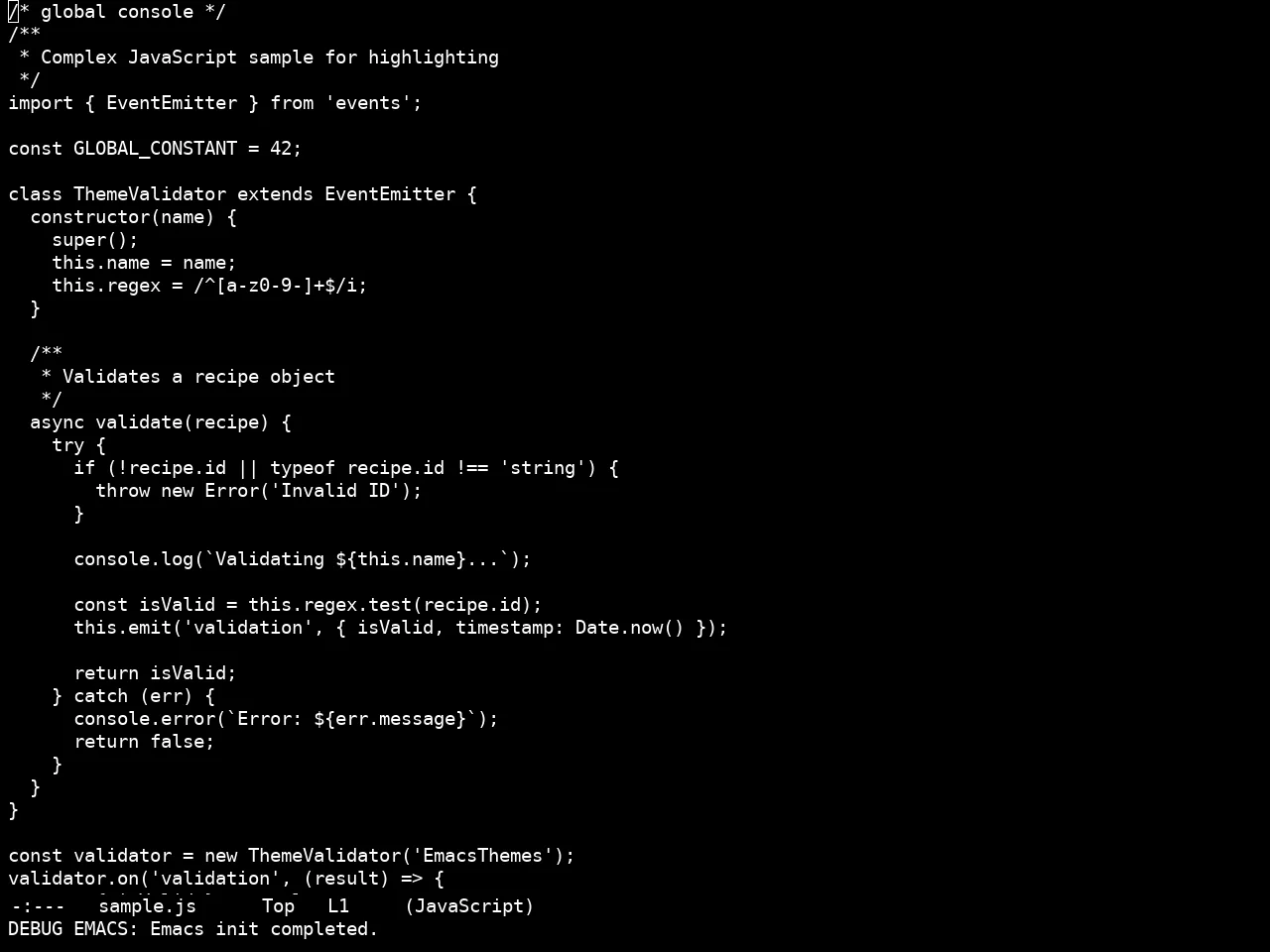 Real Mono Dark Theme in javascript-mode