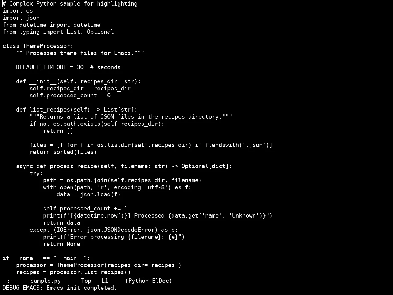 Real Mono Dark Theme in python-mode