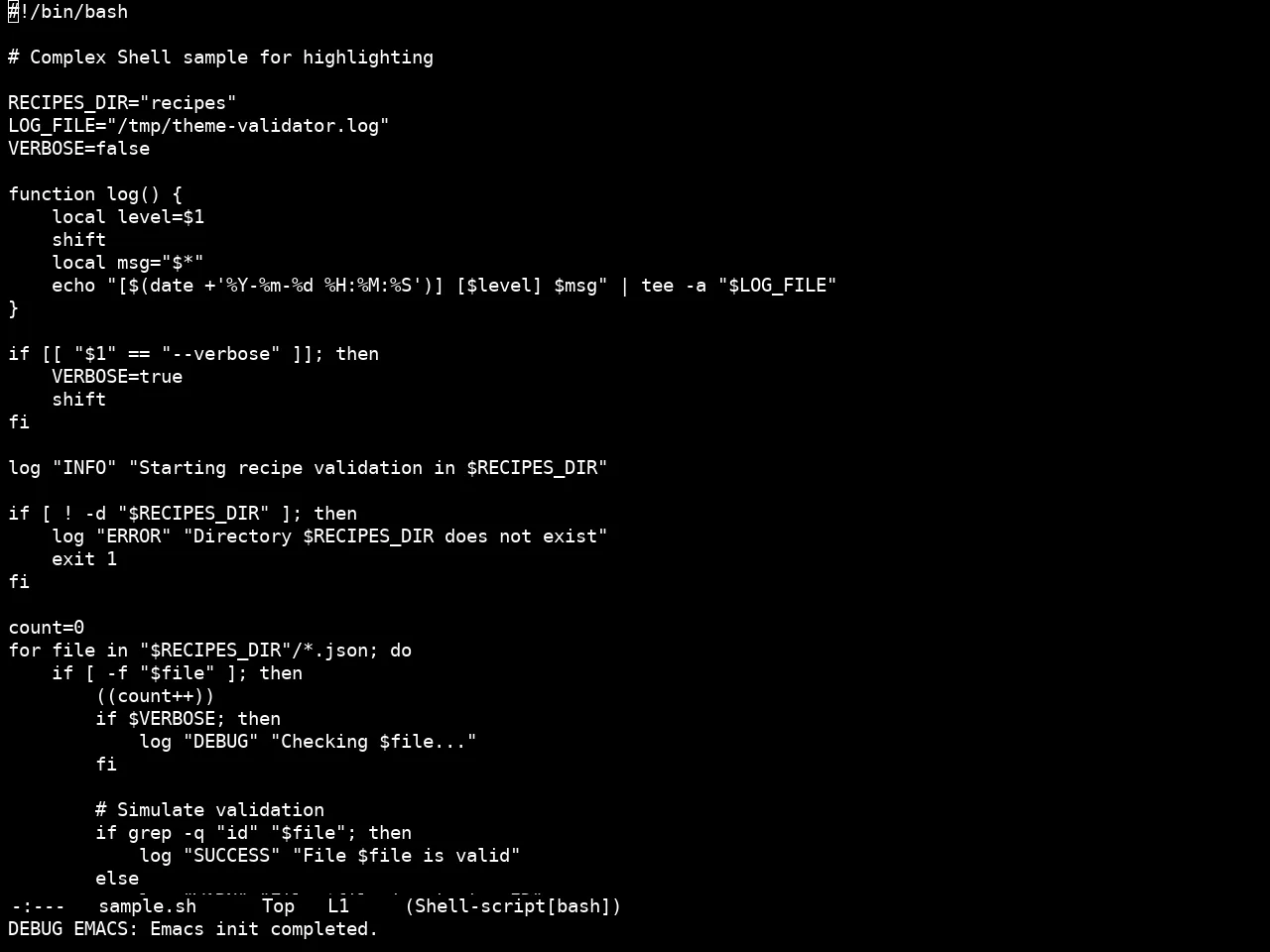 Real Mono Dark Theme in sh-mode