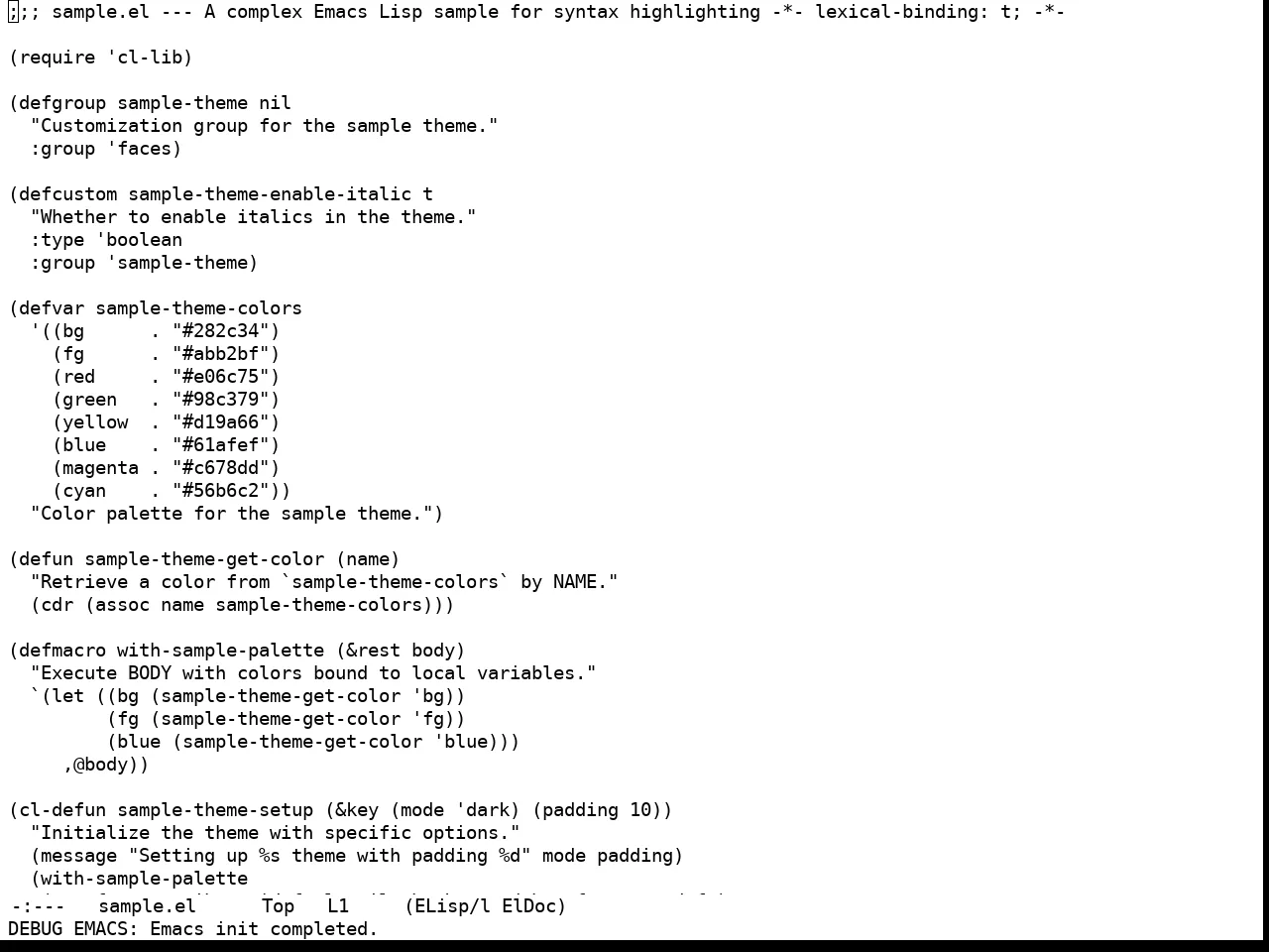 Real Mono Eink Theme in emacs-lisp-mode