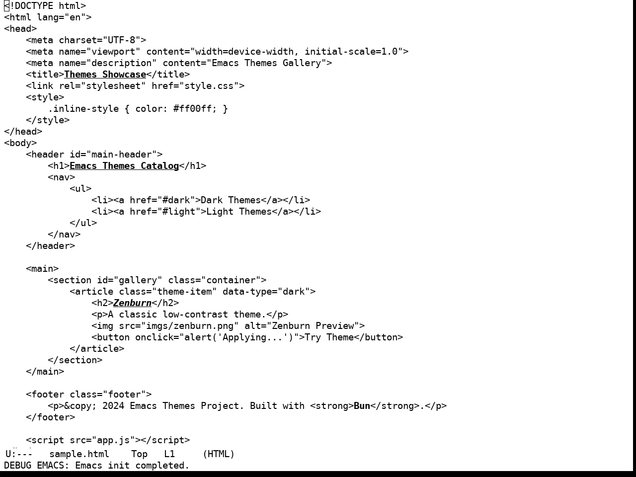 Real Mono Eink Theme in html-mode