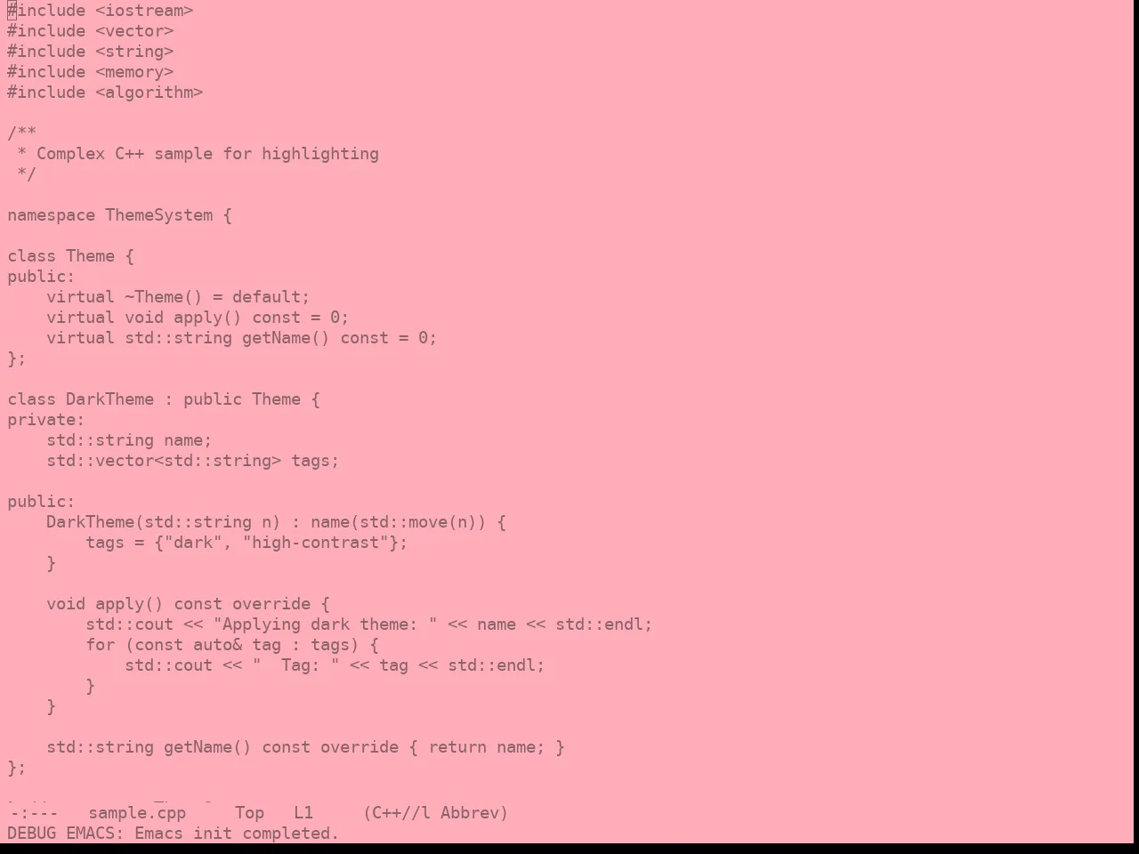 Real Mono Girl Theme in c++-mode