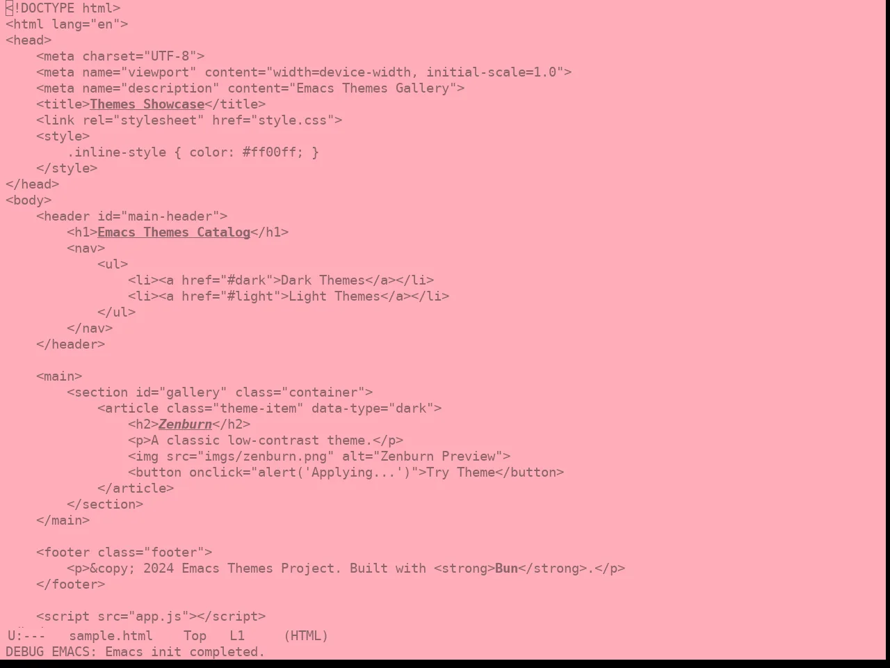 Real Mono Girl Theme in html-mode