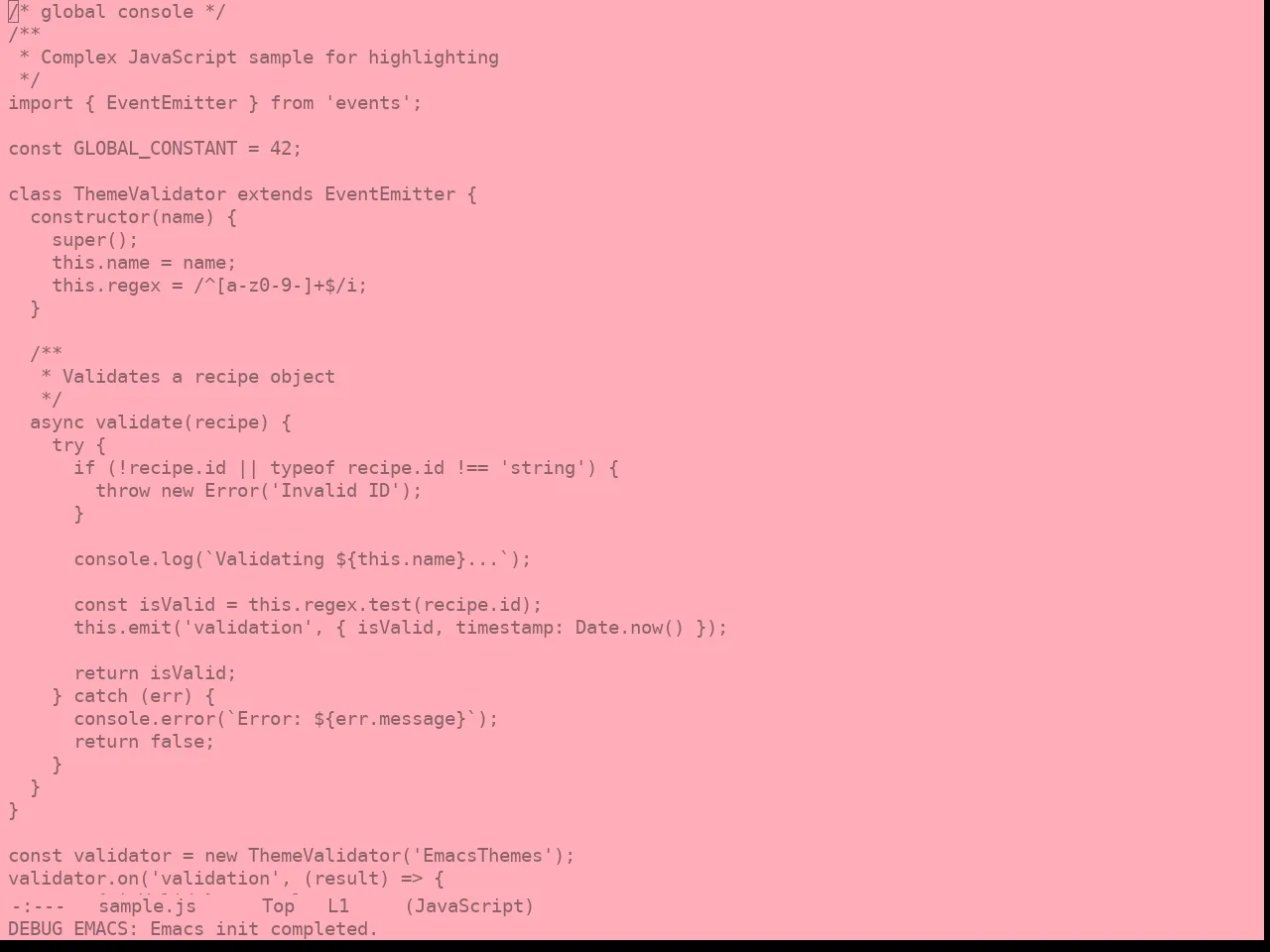 Real Mono Girl Theme in javascript-mode