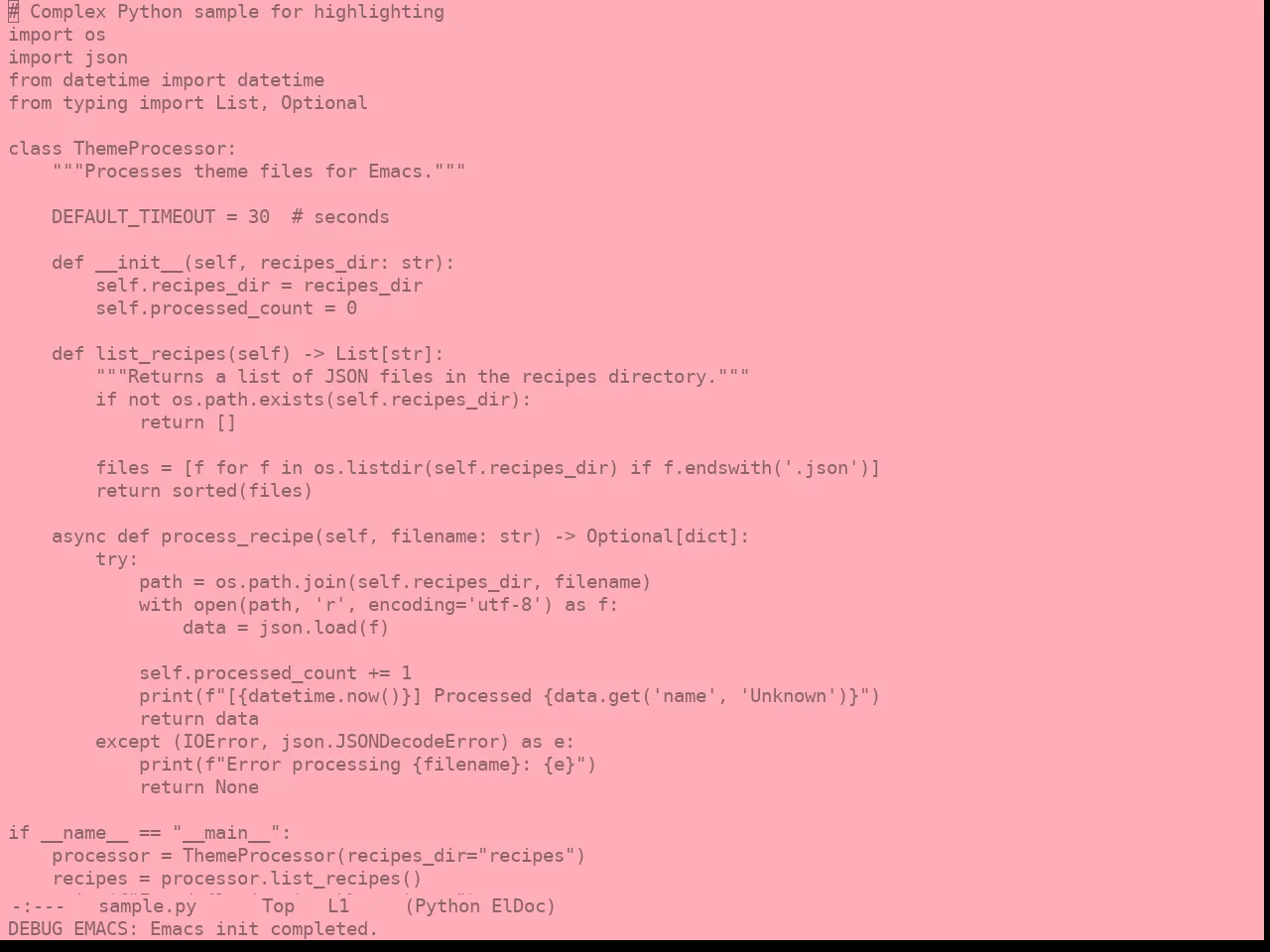 Real Mono Girl Theme in python-mode