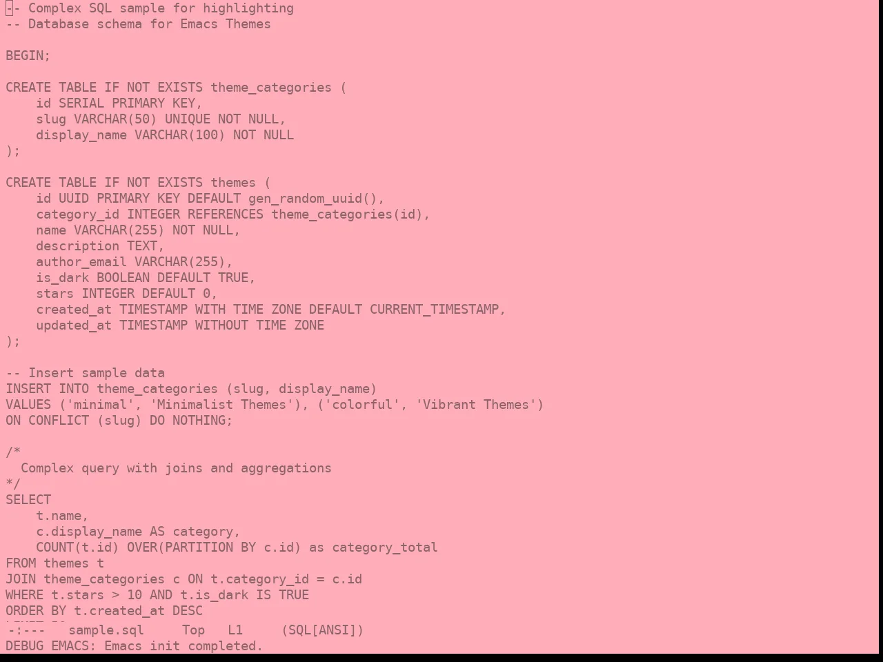 Real Mono Girl Theme in sql-mode