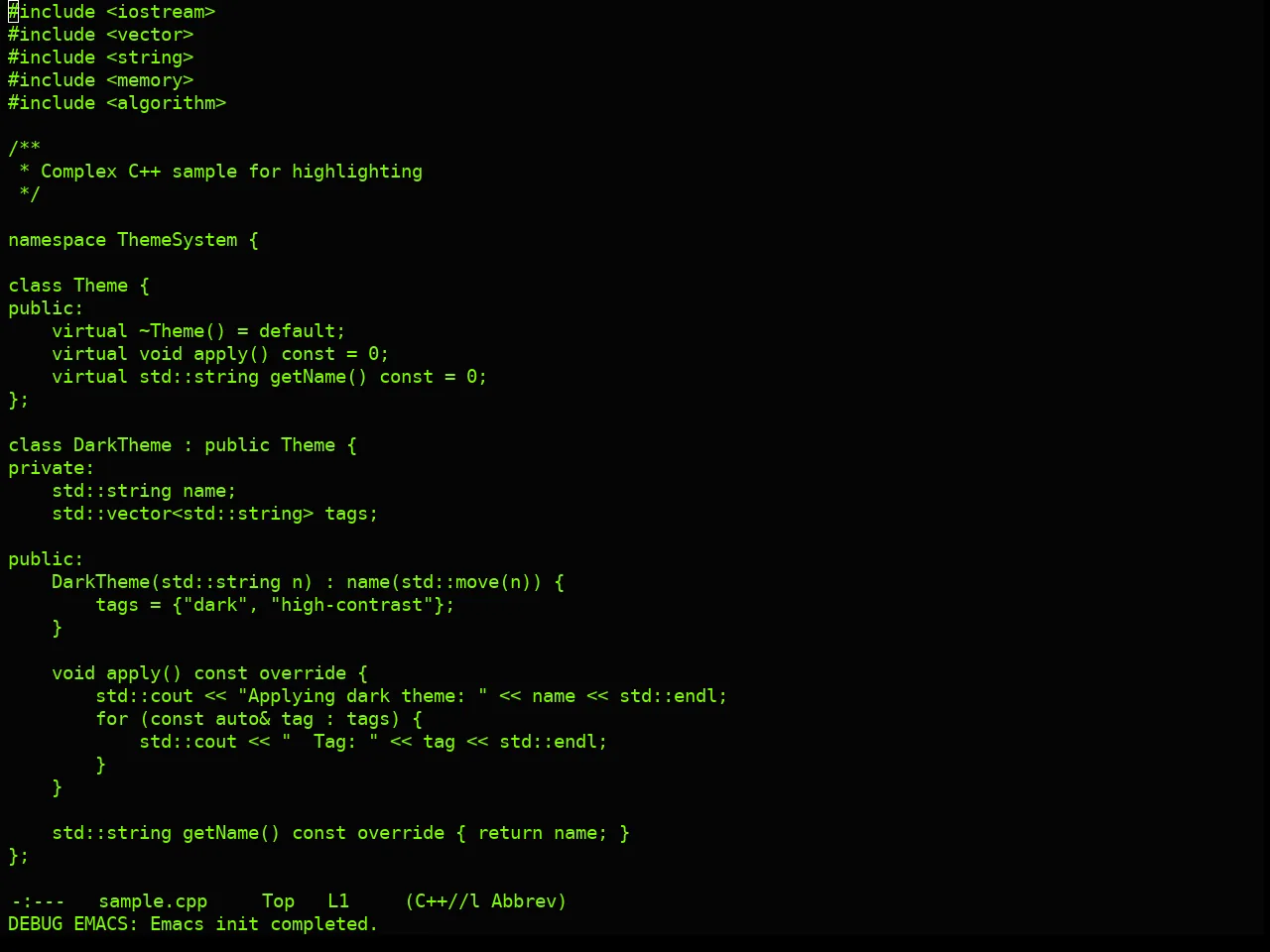 Real Mono Old Theme in c++-mode