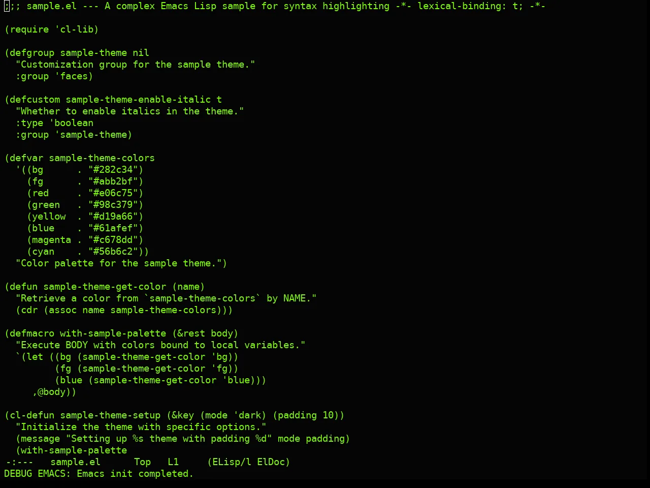 Real Mono Old Theme in emacs-lisp-mode