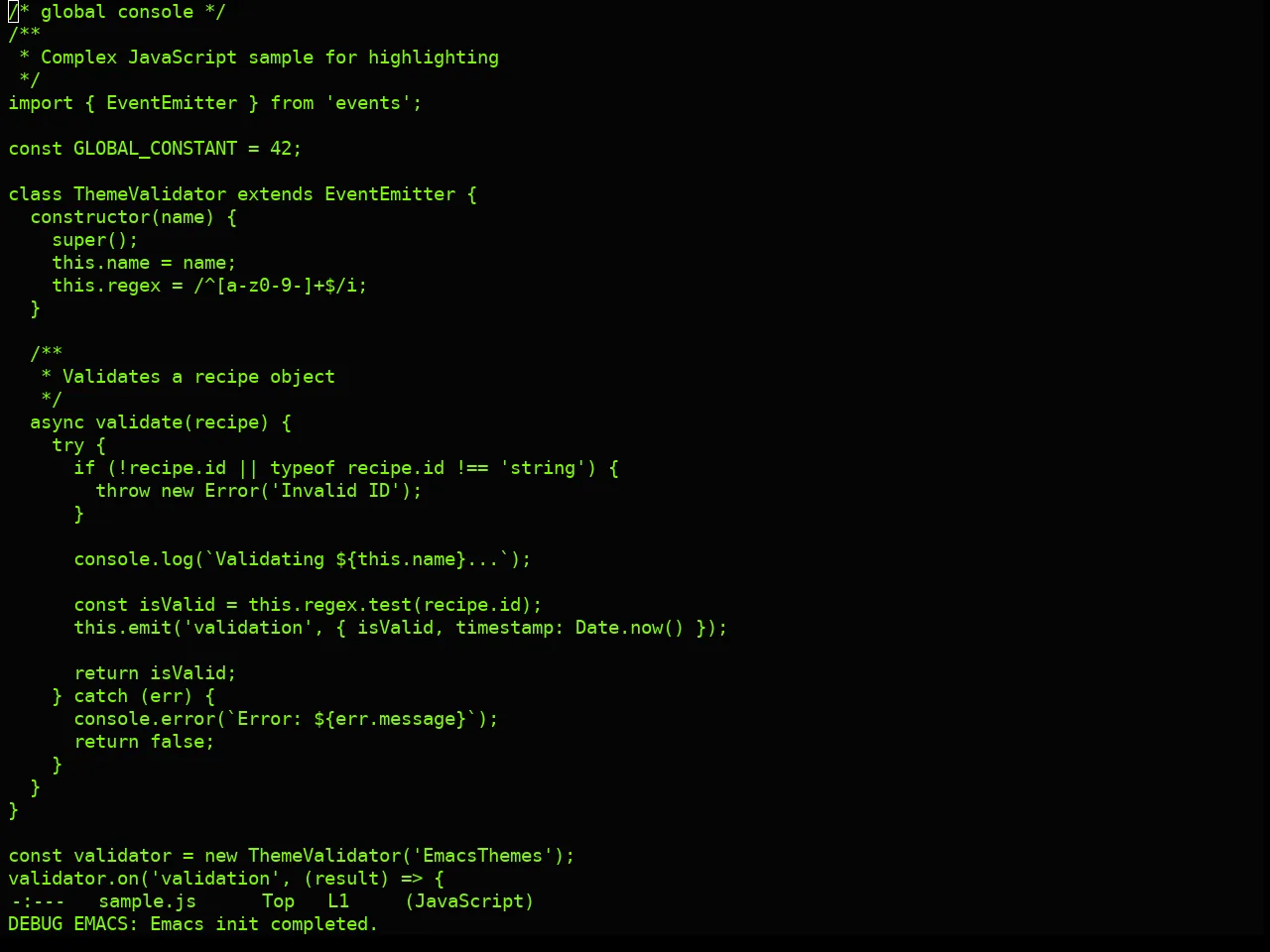 Real Mono Old Theme in javascript-mode