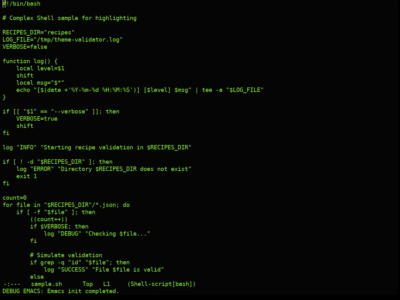 Real Mono Old Theme in sh-mode