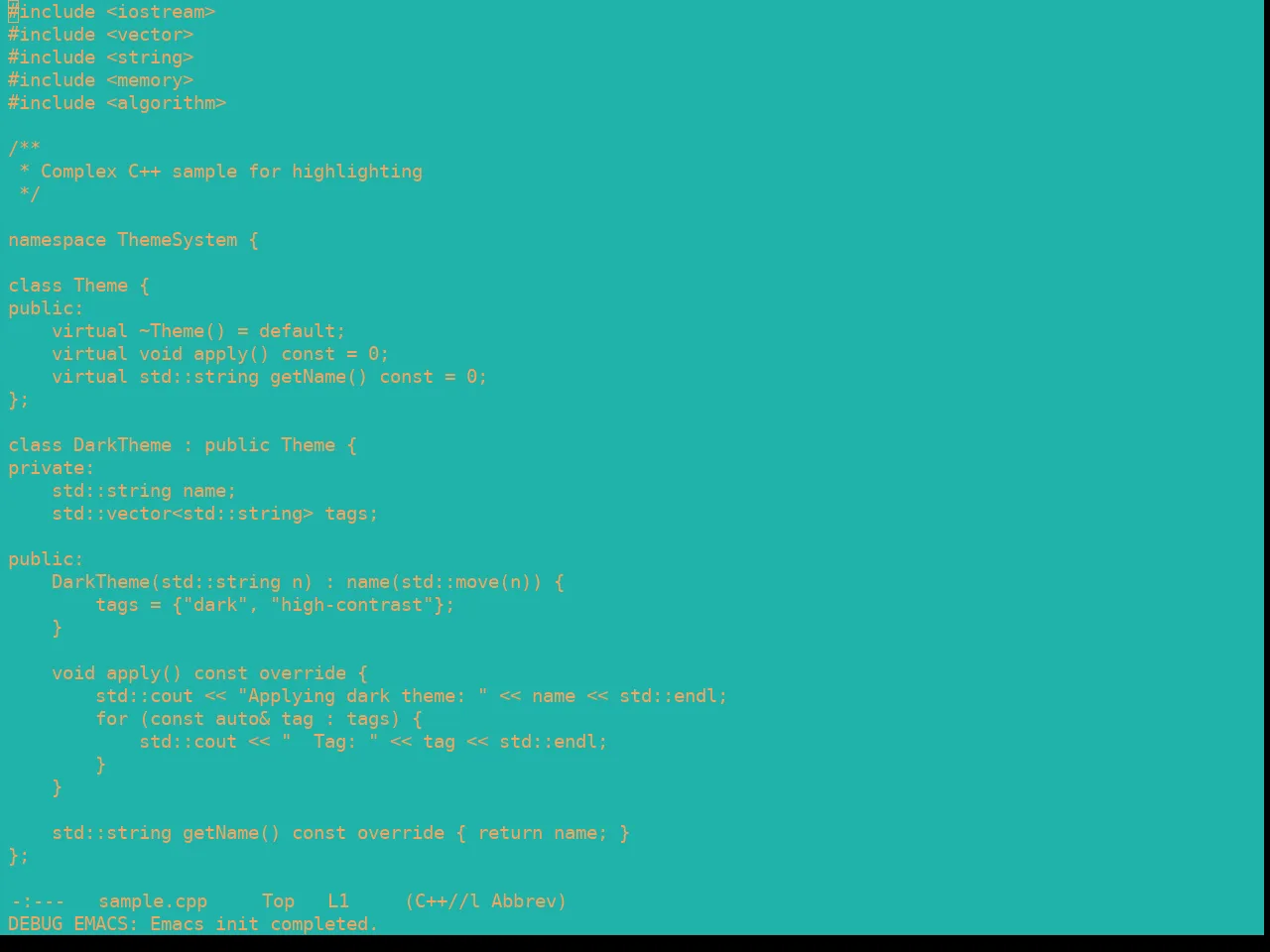 Real Mono Sea Theme in c++-mode