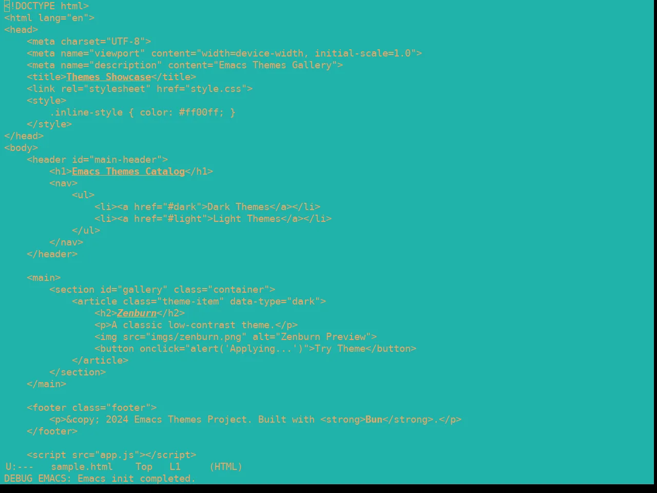 Real Mono Sea Theme in html-mode