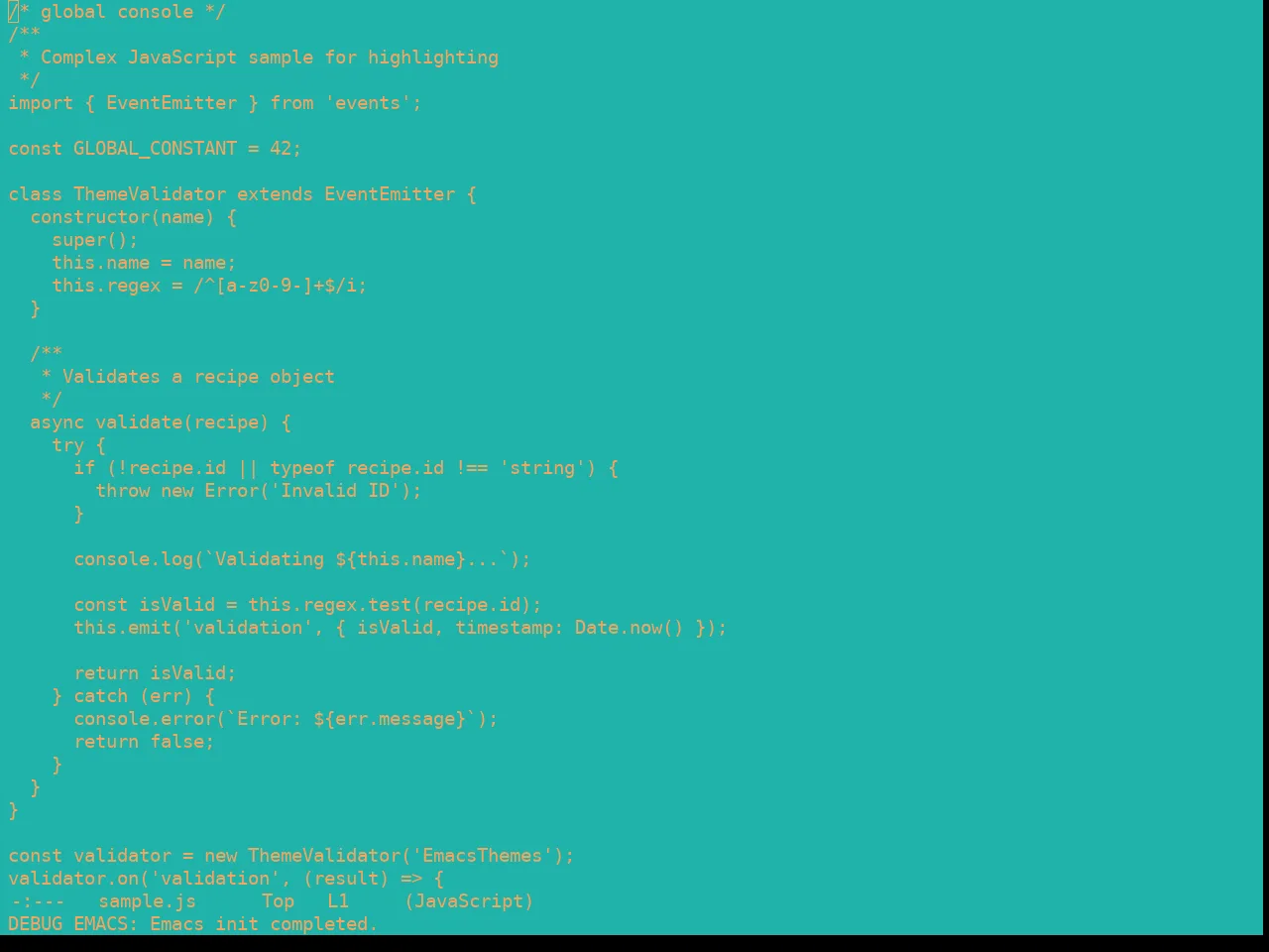 Real Mono Sea Theme in javascript-mode