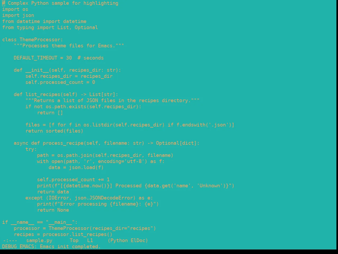 Real Mono Sea Theme in python-mode