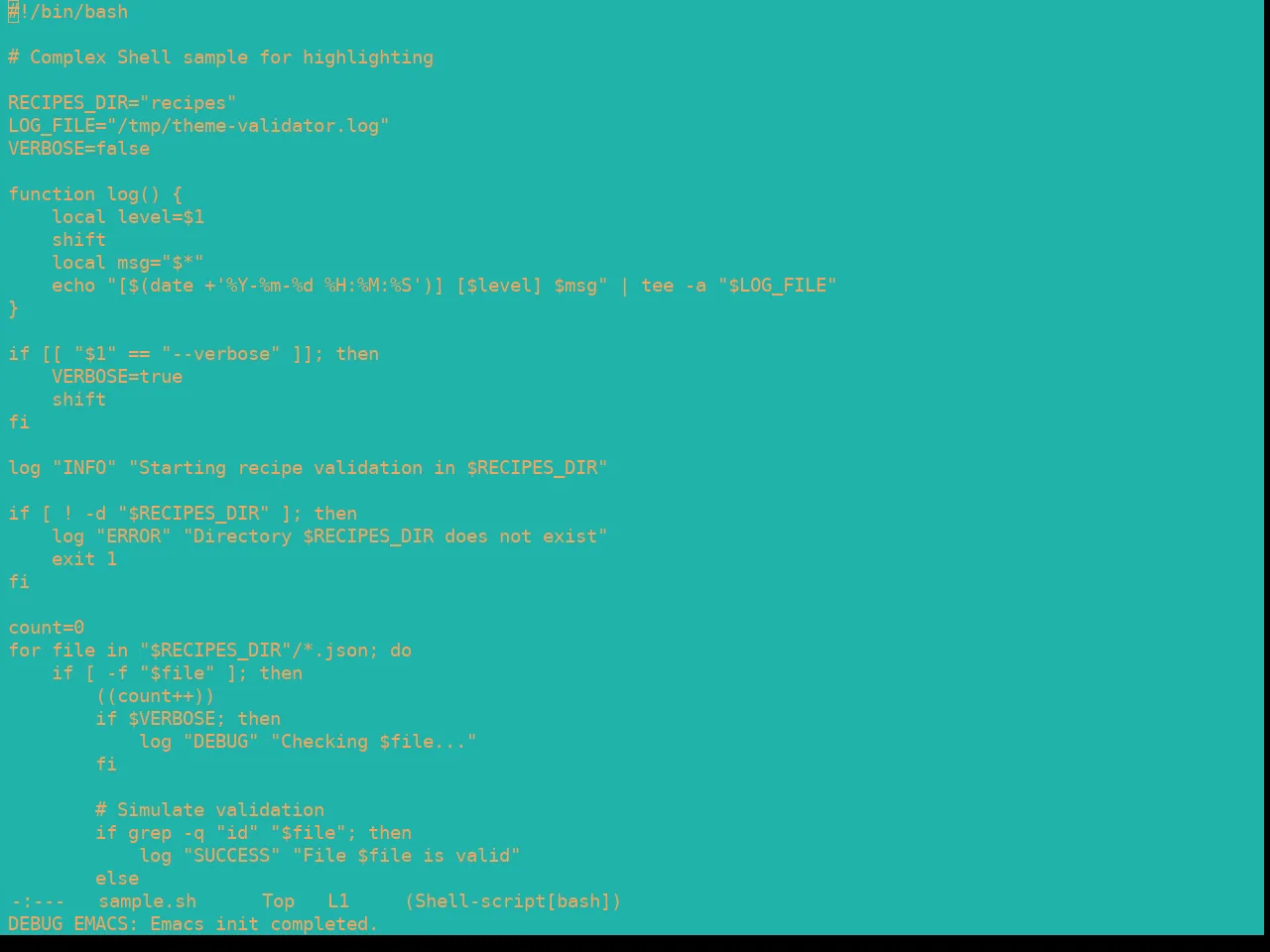 Real Mono Sea Theme in sh-mode