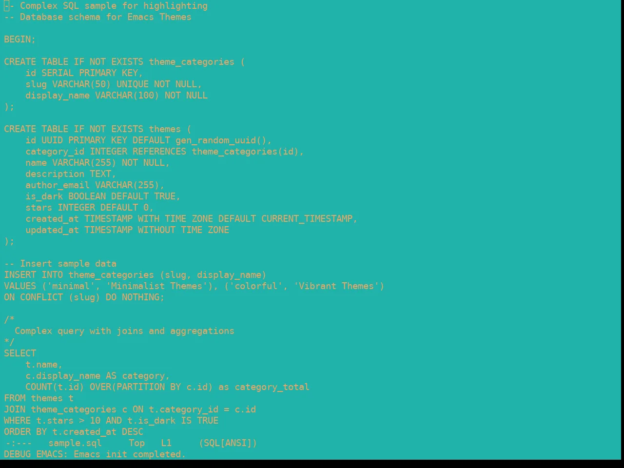 Real Mono Sea Theme in sql-mode