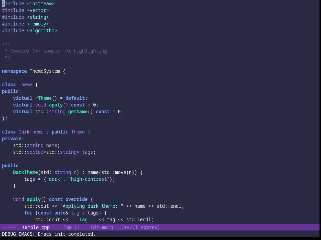 Rebecca Theme in c++-mode