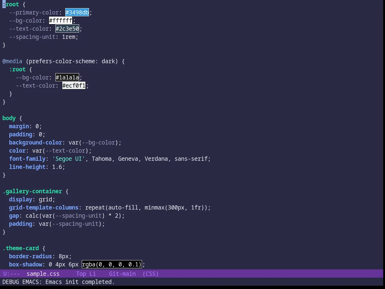 Rebecca Theme in css-mode