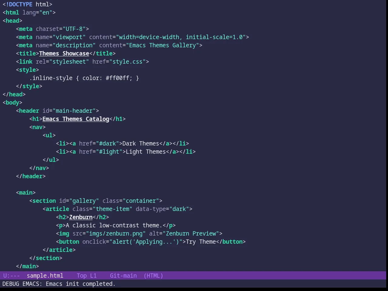 Rebecca Theme in html-mode