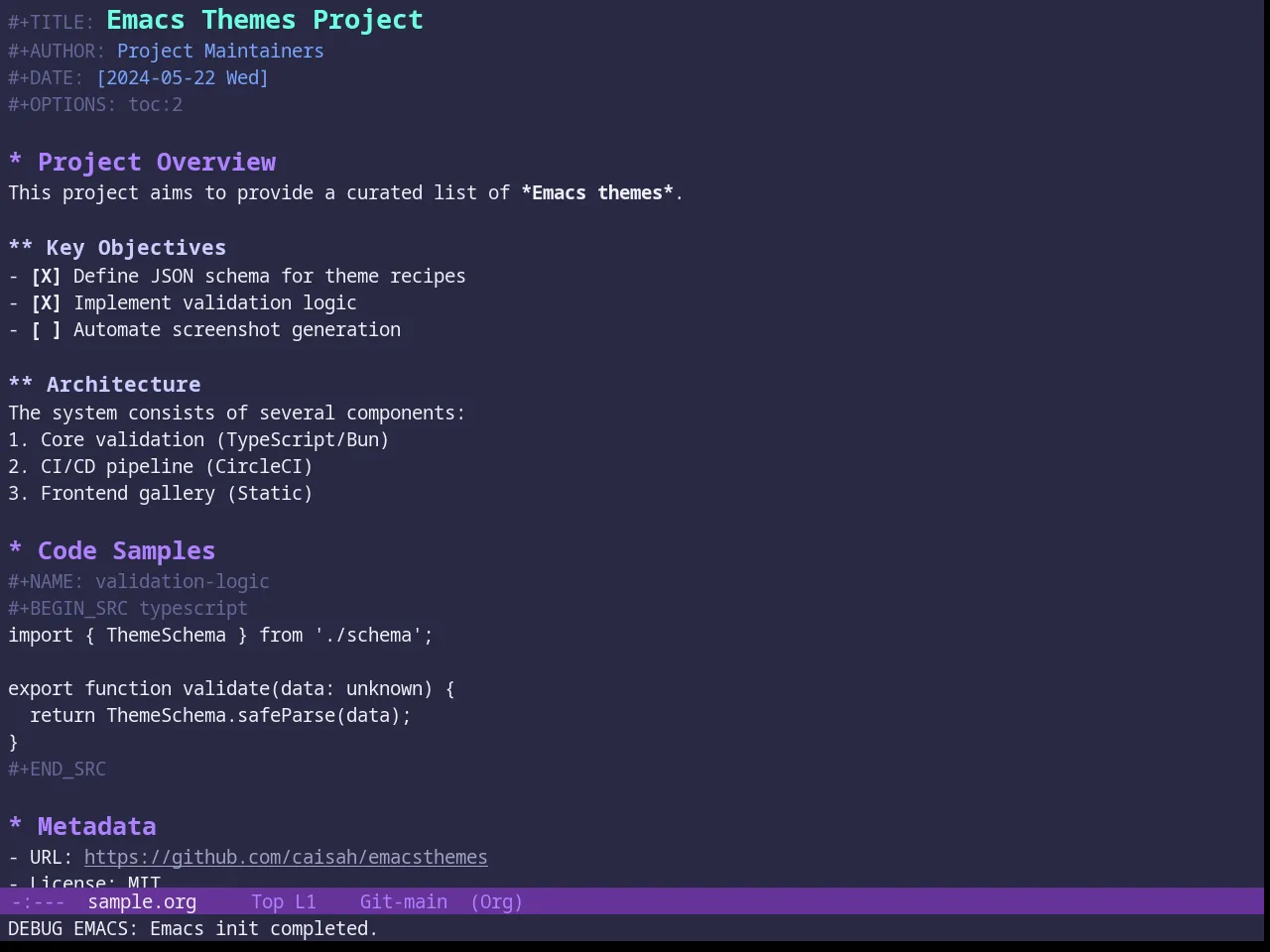Rebecca Theme in org-mode