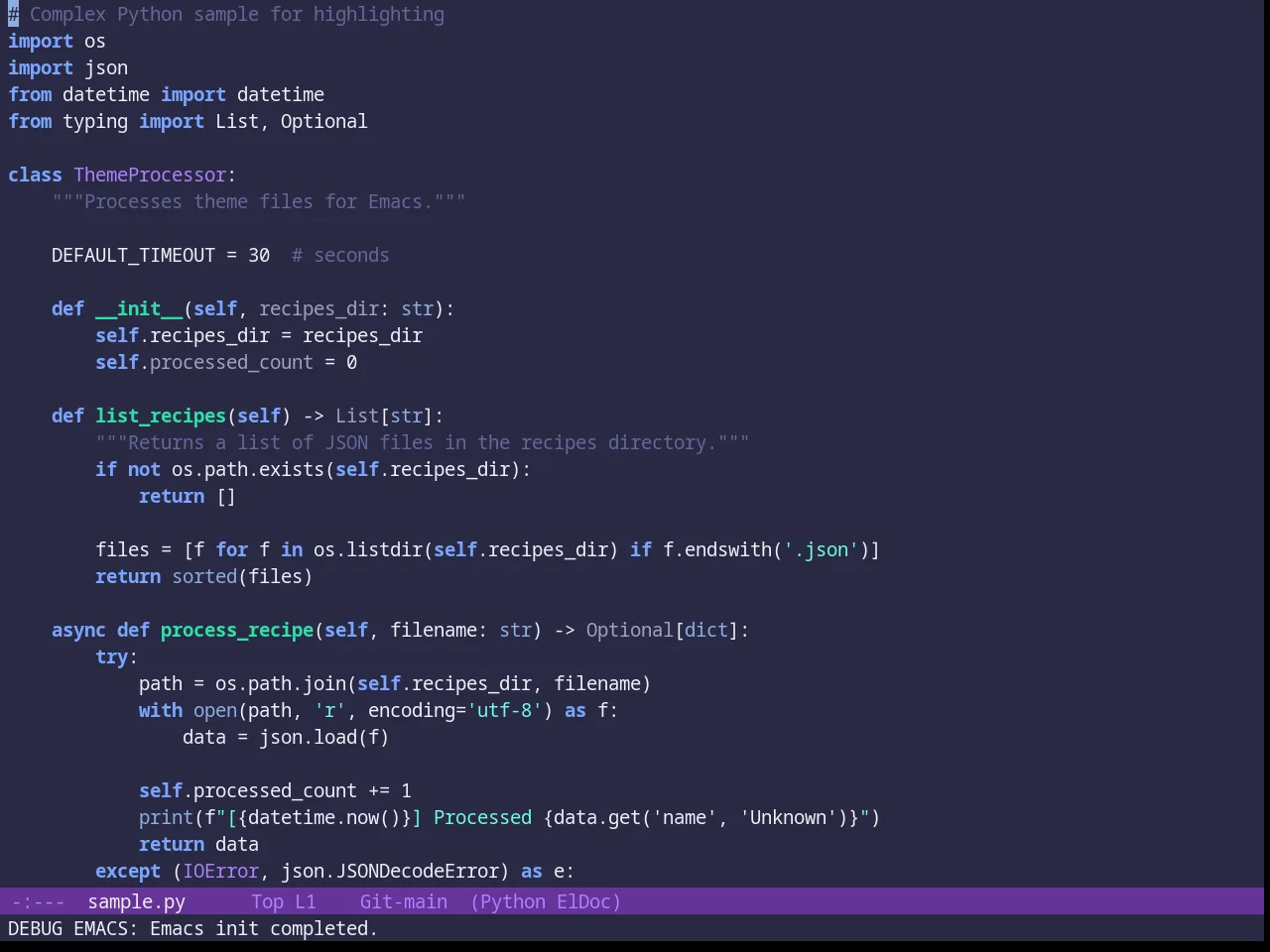 Rebecca Theme in python-mode