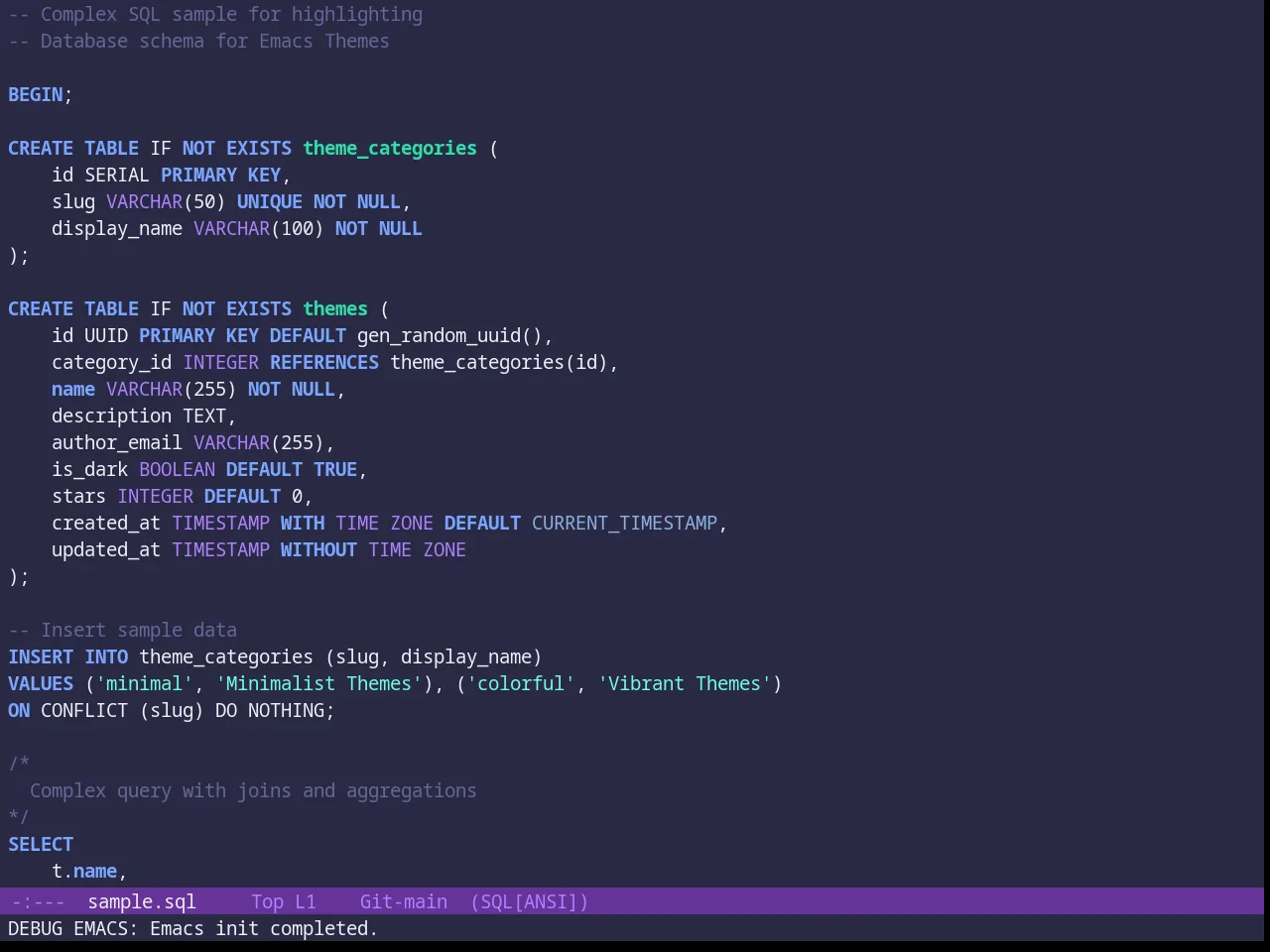 Rebecca Theme in sql-mode