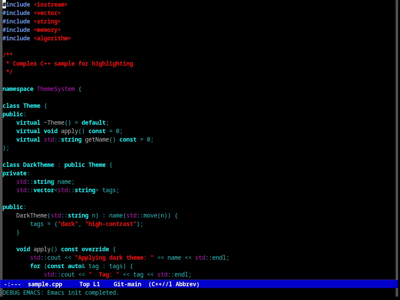 Renegade Theme in c++-mode