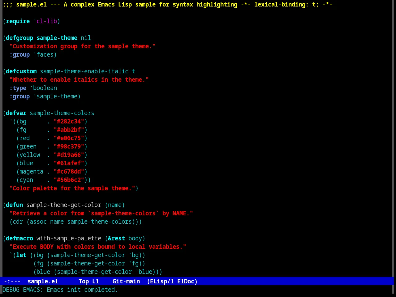 Renegade Theme in emacs-lisp-mode