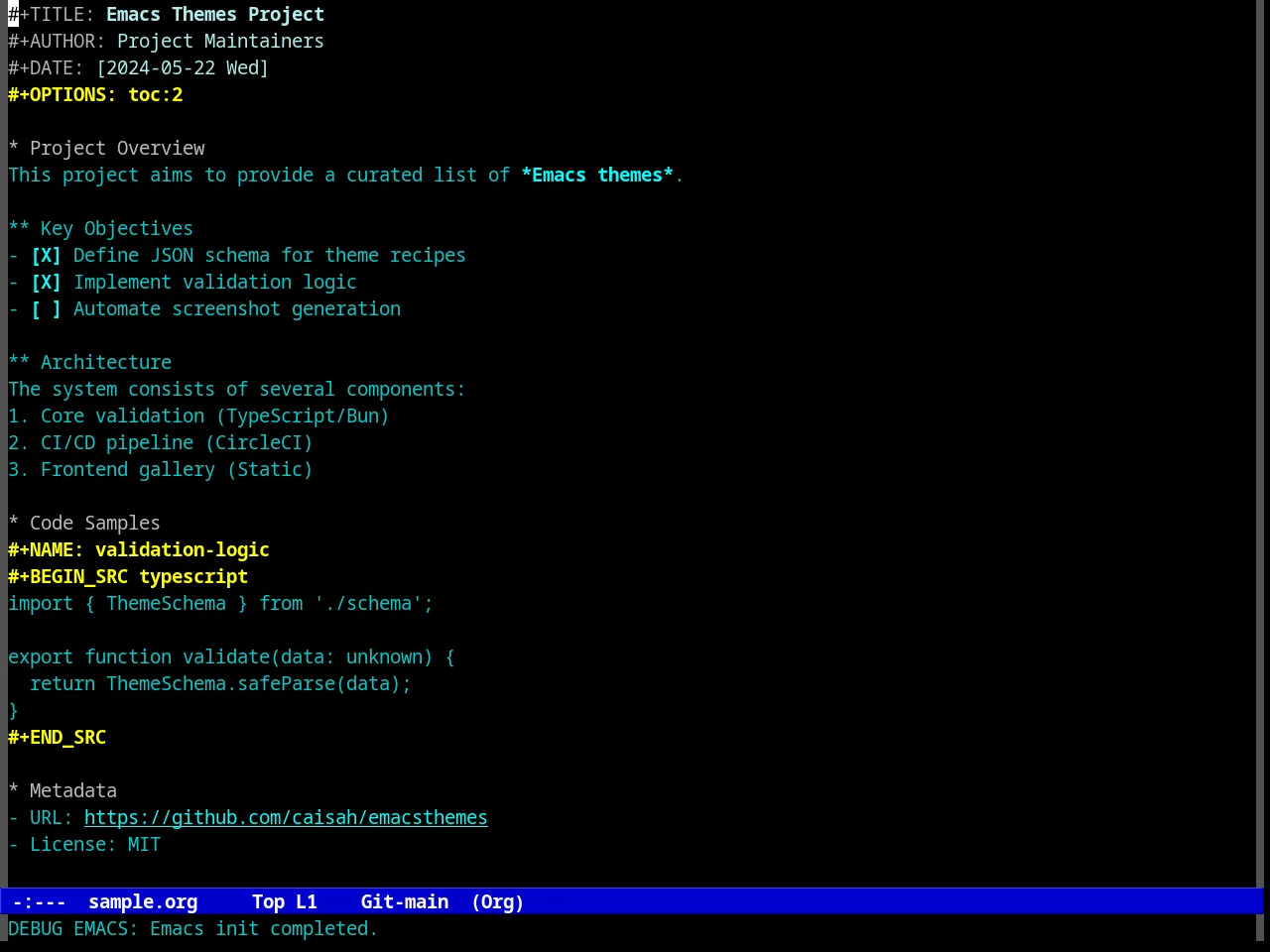 Renegade Theme in org-mode