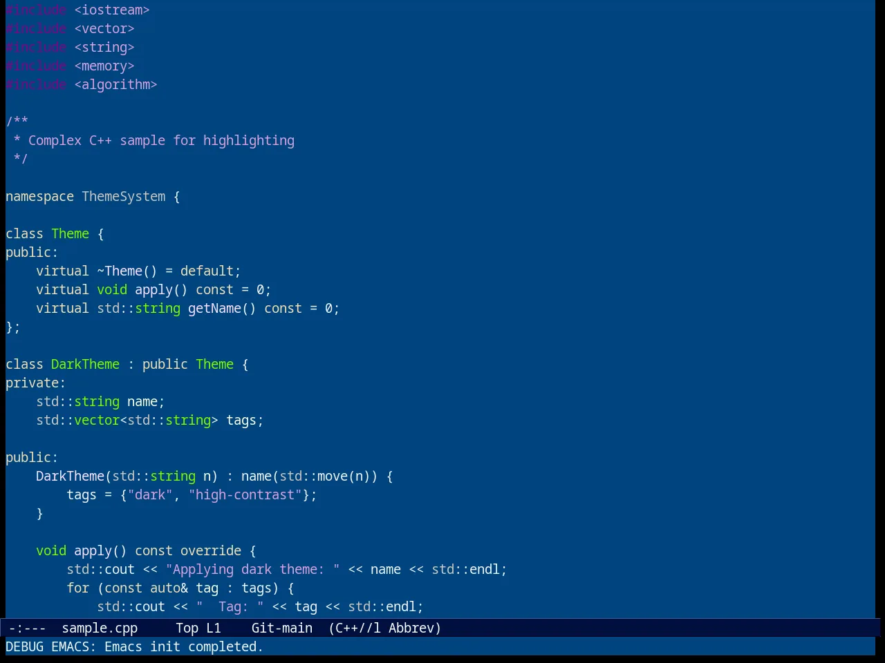 Resolve Theme in c++-mode