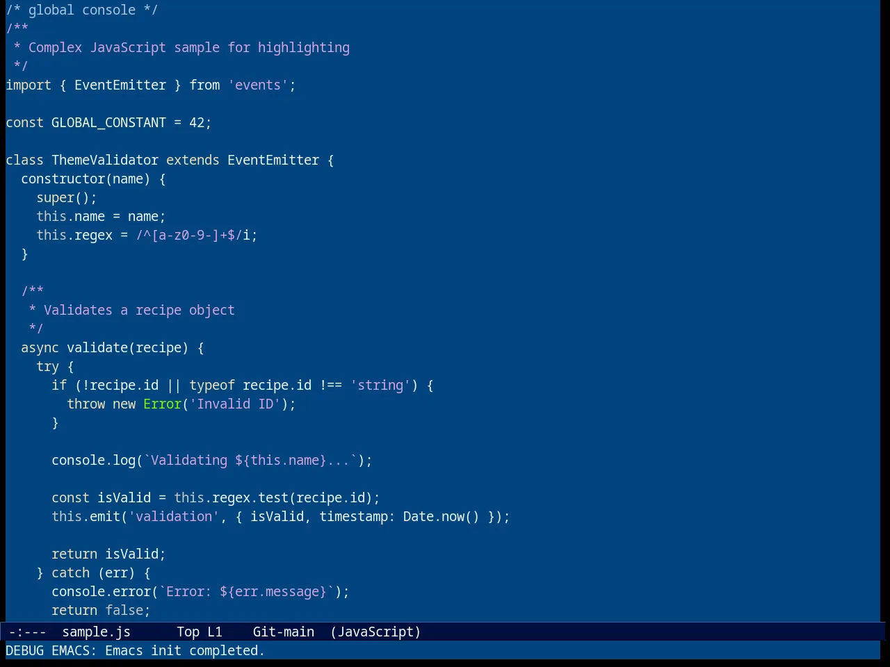 Resolve Theme in javascript-mode