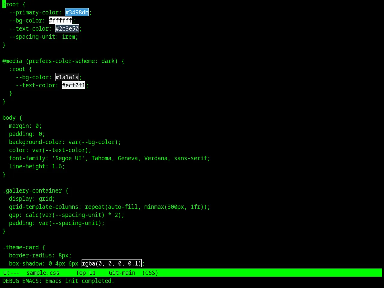 Retro Green Theme in css-mode