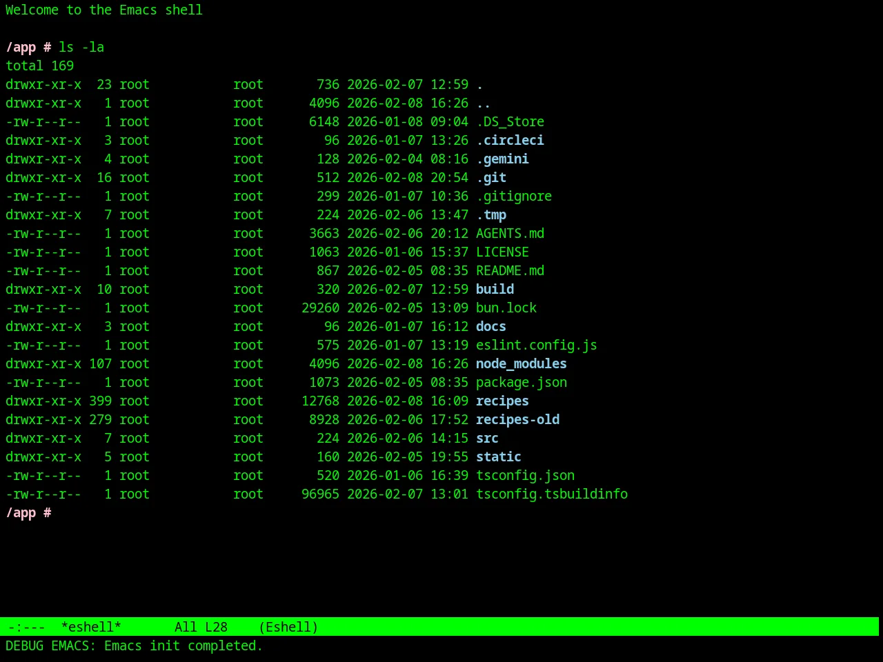 Retro Green Theme in eshell