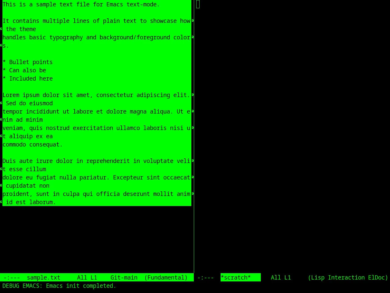 Retro Green Theme in fundamental-mode