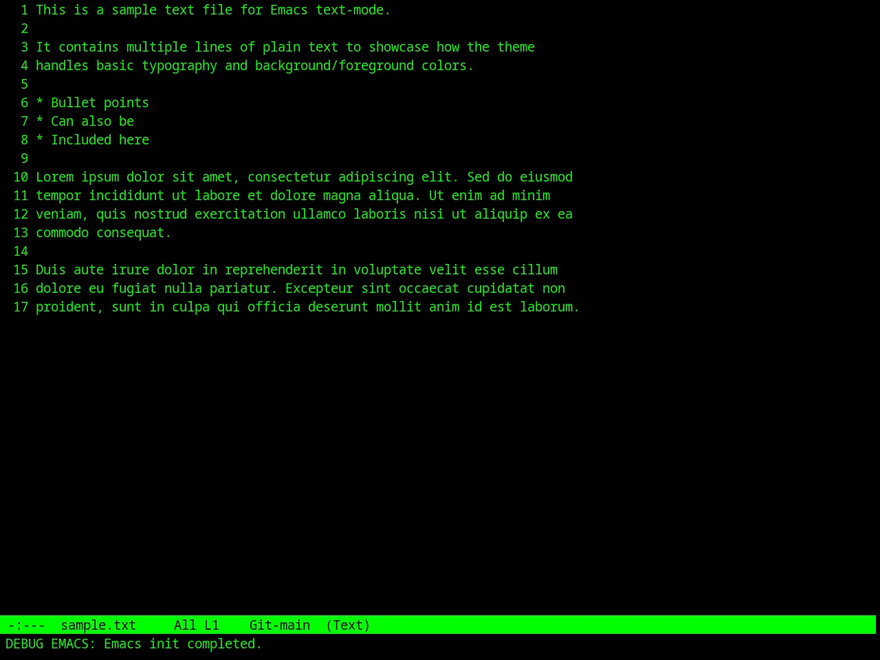 Retro Green Theme in text-mode