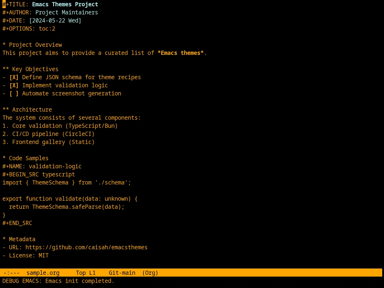 Retro Orange Theme in org-mode
