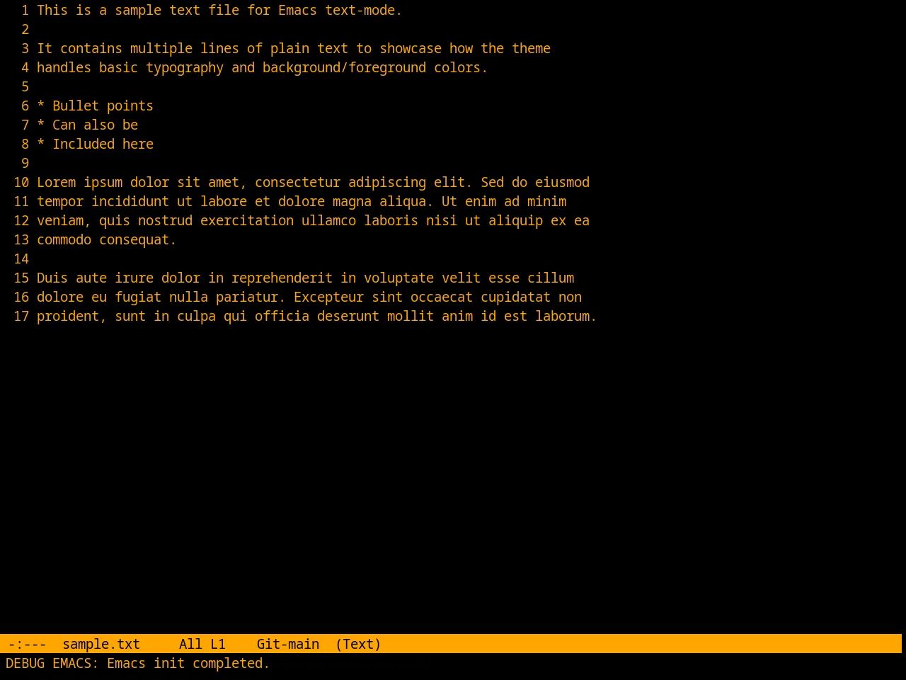 Retro Orange Theme in text-mode