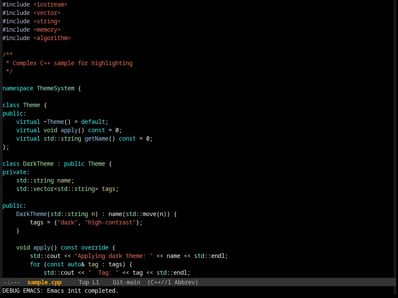 Reverse Theme in c++-mode