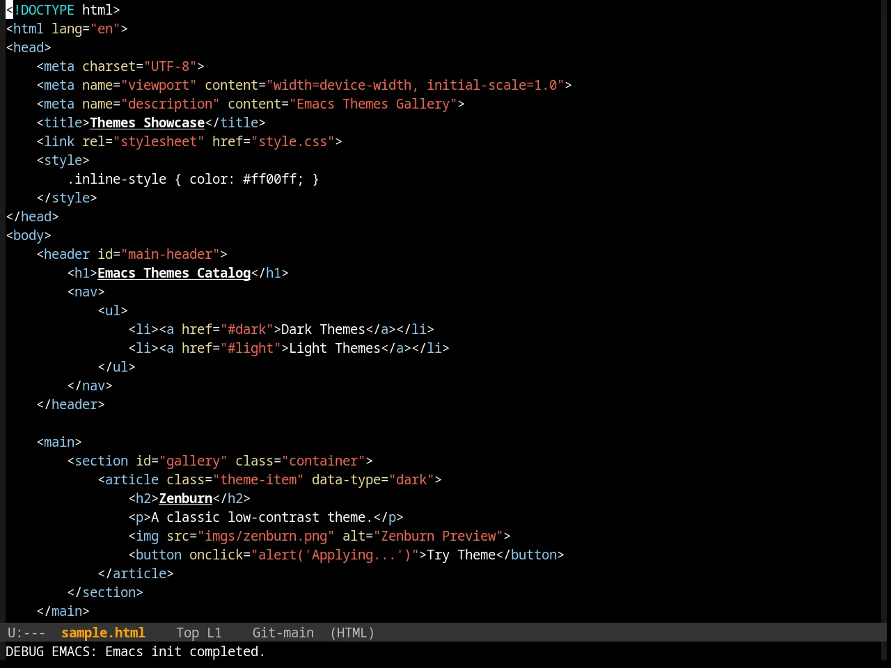 Reverse Theme in html-mode