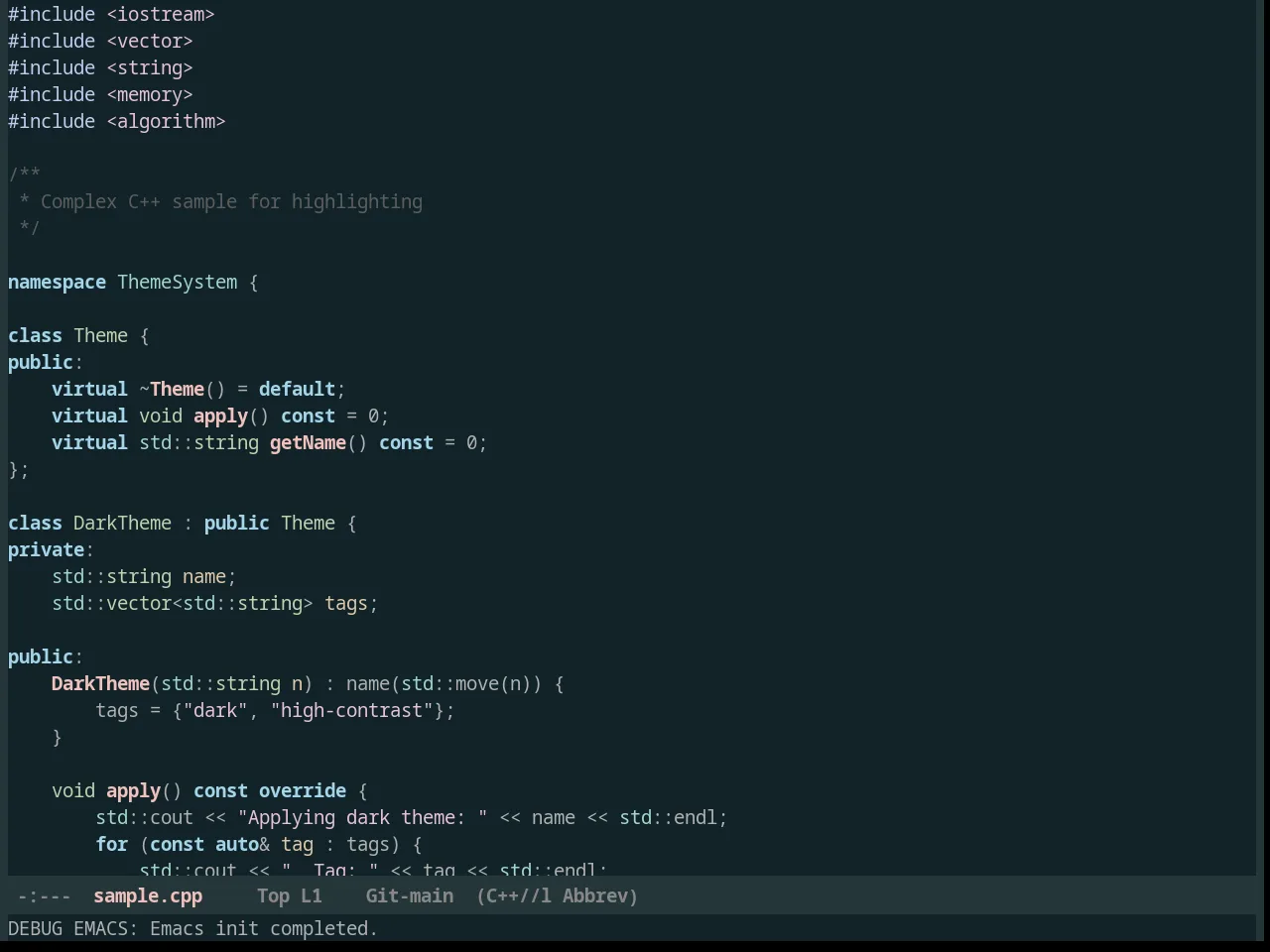 Reykjavik Theme in c++-mode