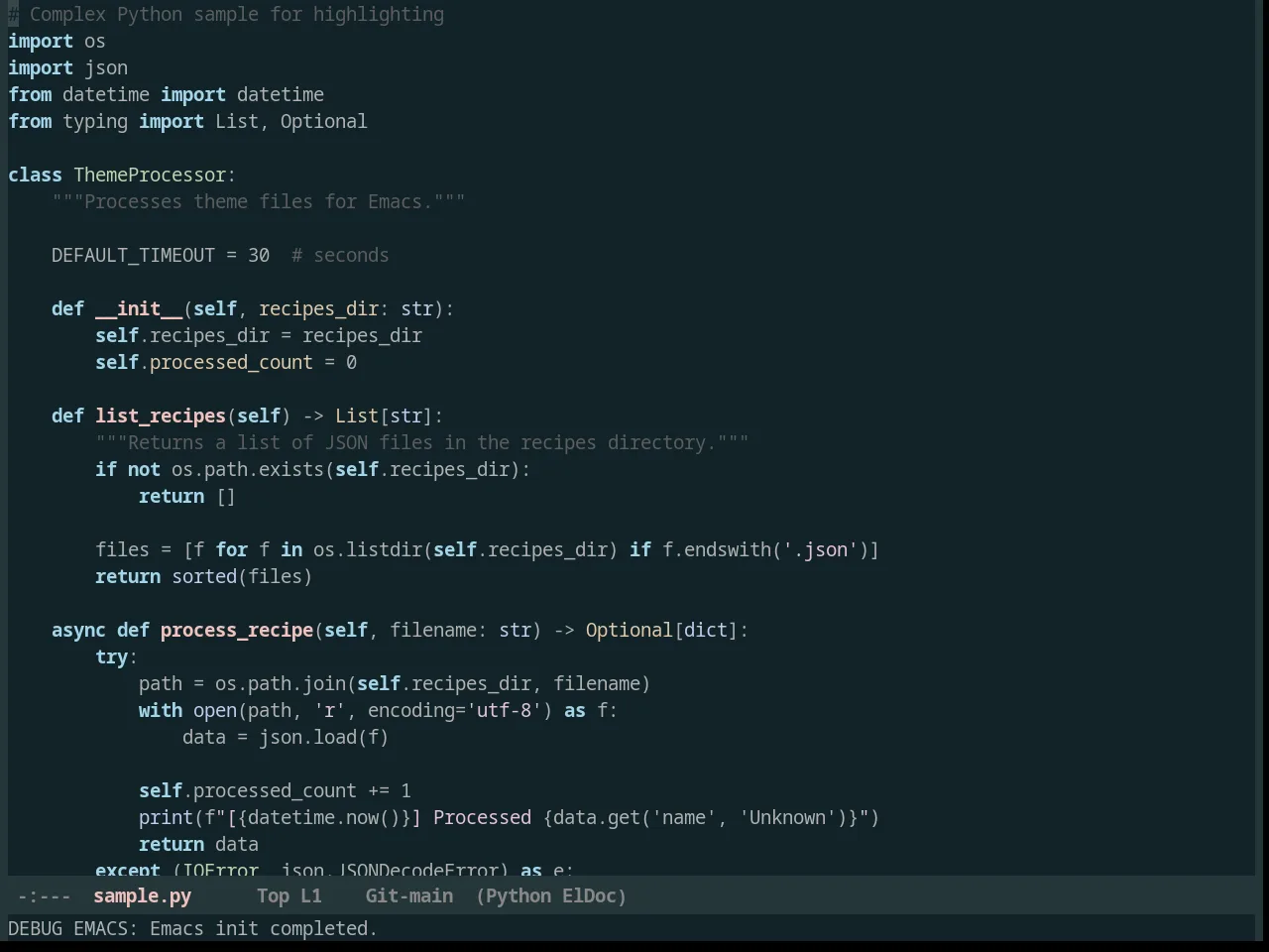 Reykjavik Theme in python-mode